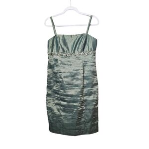 R&M Richards Elegant Green Sequin Sleeveless Dress - Size 8